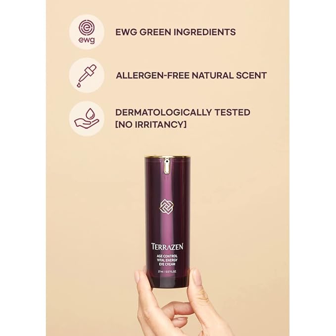 Age Control Vital Energy Eye Cream 0.57 fl. Oz. (17ml), Plant Stem Cell + Real Protein + Hyaluronic Acid + Vitamin infused eye cream, Wrinkle Care Eye cream, K-Beauty