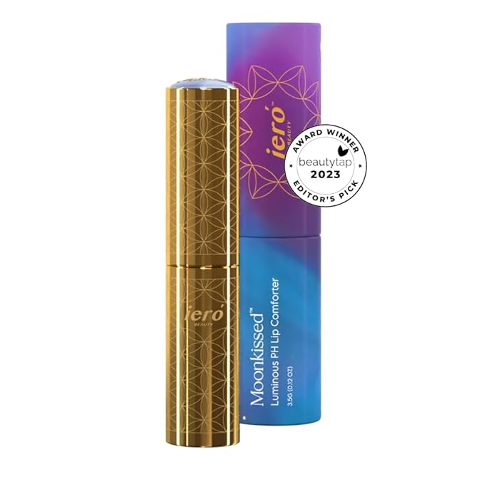 ieró Beauty Moonkissed Luminous PH Tinted Lip Balm w/Shea Butter & Vitamin E, Lip Care Moisturizer, Lip Plumper for Soft & Supple Lips, Paraben Free, Vegan, Sheer Rose w/Golden-Pink Shimmer