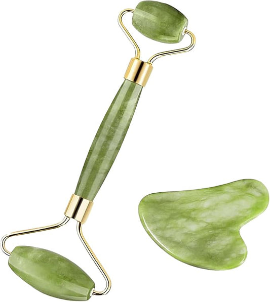 Gua Sha & Jade Roller Gua Sha Massage Tools Face Roller and Gua Sha Set Easy to Clean Promote Blood Circulation Reduce Puffiness Suitable to Skin Care Routine Puffiness and Wrinkles