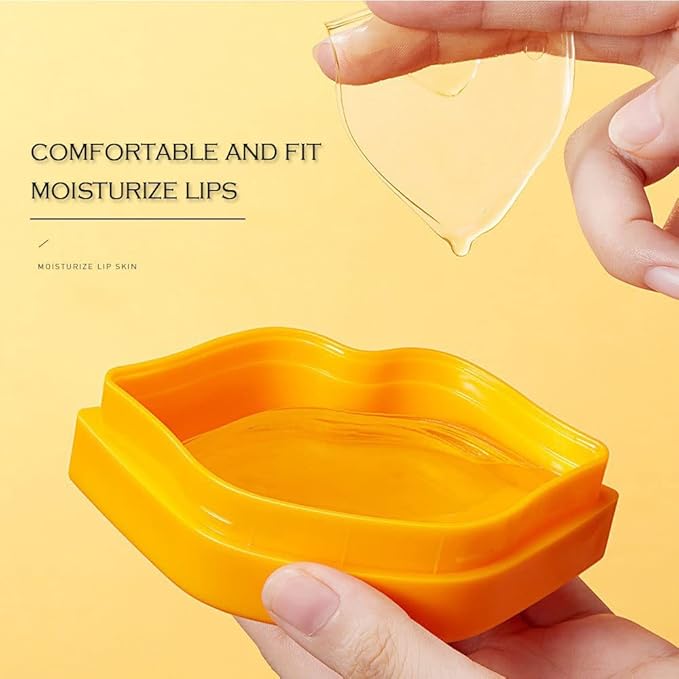 20Pcs Moisturizing Lip Mask, Restores Moisture Lip Care Mask for Dry Lips and Lip Lines Lips Overnight Lip Care, Gel Treatment Lip Masks Plumping Lips Mask (Yellow)