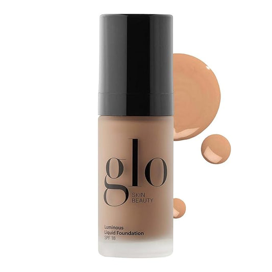 Glo Skin Beauty Luminous Liquid Mineral Foundation Makeup with SPF 18 (Café) - Improves Uneven Skin Tone, Smooths & Corrects Imperfections, Sheer to Medium Coverage, Dewy Finish