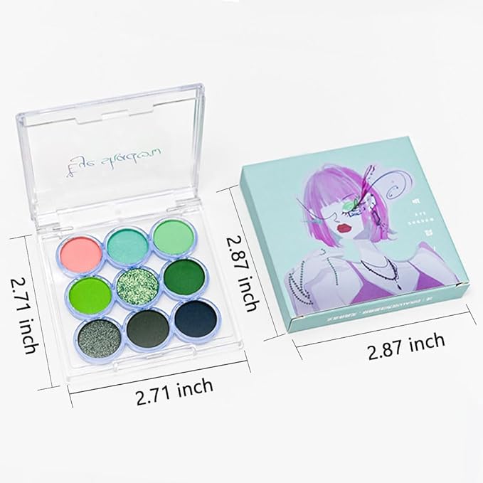 9 Colors Green Olive Matte Shimmer Eyeshadow Palette for Eye Makeup,High Pigmented Pink Emerald Mint Eye Shadow Primers Powder Palet de sombras de ojos