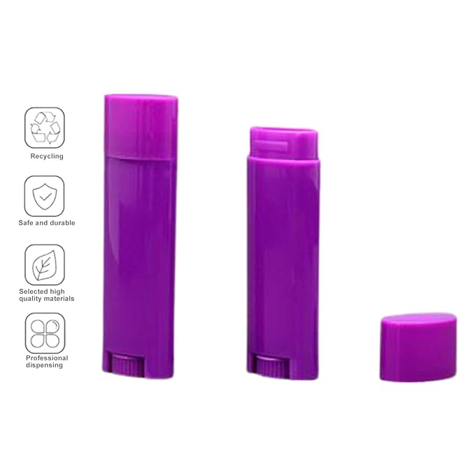 5ml 100Pcs Empty Oval Deodorant Lip balm Tubes Containers Twist-up Refillable Containers for Lipstick,Chapstick,Homemade Lip balm,DIY Deodorants(Purple)