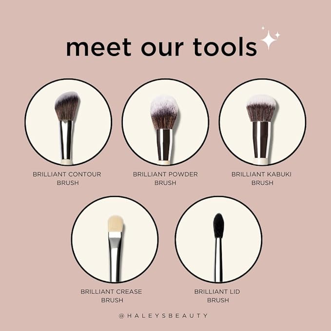 HALEYS Powder Brush VEGAN+CRUELTY-FREE, Soft, Streak-free, Perfect Blending, Buff, Blurs, Smooths, Control, Precision, Complexion tools, For powder, setting powder, blush, Sustainable Wood Handle