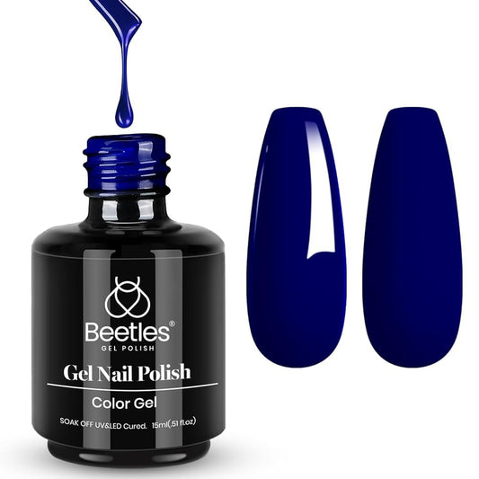 Beetles Navy Blue Gel Nail Polish, 15ml Midnight Ocean Dark Blue Soak Off Uv LED Nail Lamp Gel Nail Polish Manicure Salon and DIY at Home
