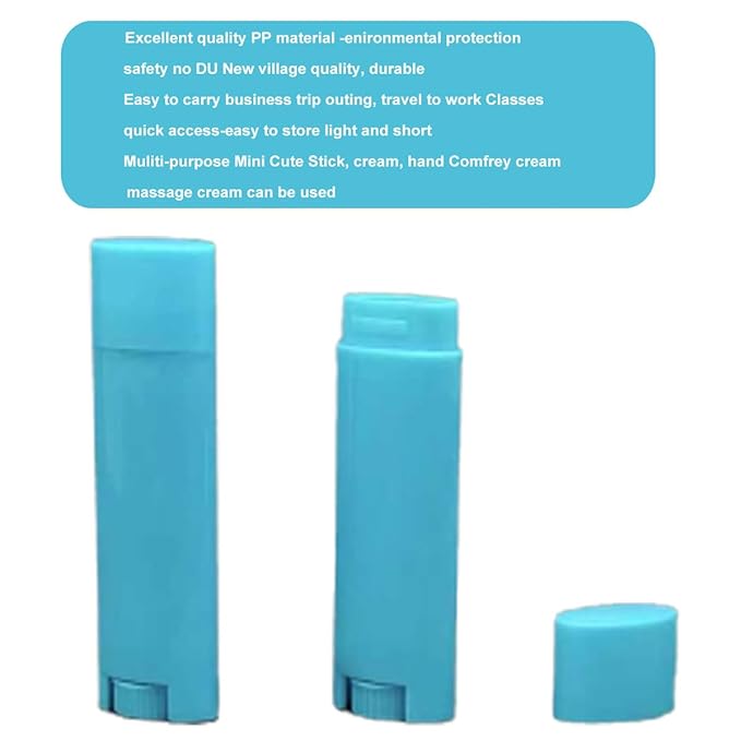 5ml 100Pcs Empty Oval Deodorant Lip balm Tubes Containers Twist-up Refillable Containers for Lipstick,Chapstick,Homemade Lip balm,DIY Deodorants(Sky Blue)