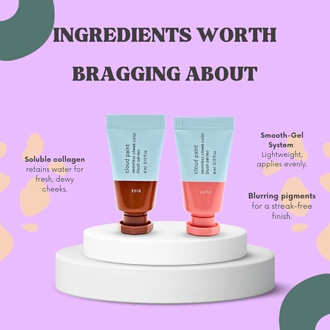 Glossier Mini Cloud Paint Gel Cream Blush Duo:: Rise (Warm Terracotta) and Puff (Light, Cool Pink)