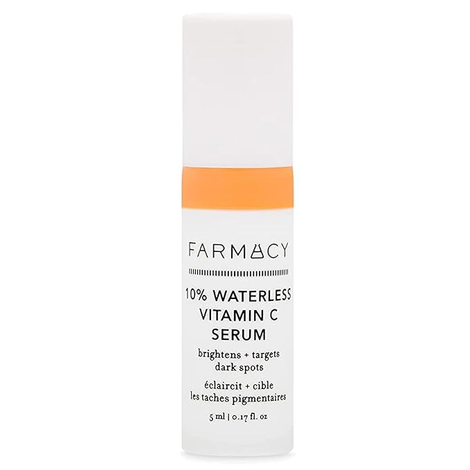 Farmacy 10% Vitamin C Face Serum - Waterless Vitamin C Skin Care Serum to Brighten, Firm + Smooth Skin Texture - Enriched with Upcycled Tangerine Peel to Boost Skin's Moisture + Radiance (5ml)