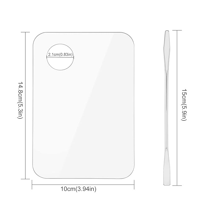 Acrylic Cosmetic Makeup Palette, Makeup Mixing Tray with Makeup Spatula Metal Mirror for Beauty Salon Color Cream Liquid Foundation Mixing Palette (2 Pcs Transparent palettes)