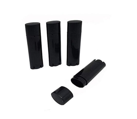 4.5g 0.15oz Empty Refillable Plastic DIY Lipstick Lip Balm Lip Gloss Tubes Holder Containers Oval Deodorant Crayon Tube Pipe Bottle Case (Pack of 10, Black)