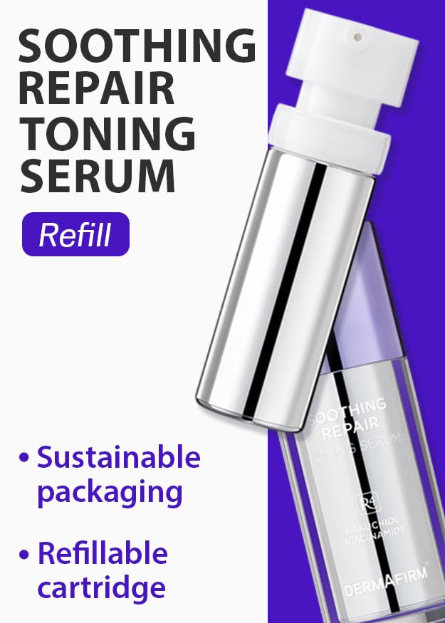 [Refill] DERMAFIRM Soothing Repair Toning Serum R4 - Korean Bakuchiol Retinol Niacinamide & Peptide Face Serum for Wrinkles - Calming, Moisturizing & Correcting- Paraben-Free, Cruelty-Free, 1.01 fl oz