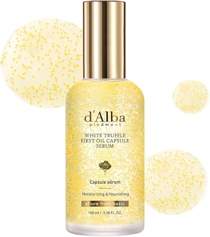d'alba Piedmont White Truffle Oil Capsule Serum, Daily Vita Boost for Luminous Skin, Double Vitamin Formula, Big Size (3.38fl. oz.)