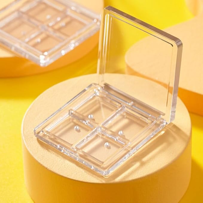 2PCS Empty Eyeshadow Palette 4 Grids Plastic Eye Make Up Container Palette Refillable Small Makeup Palette Lipstick Compact Containers Cosmetic Sample Storage Cases