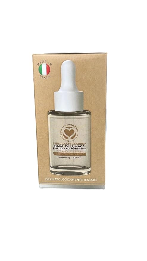 Siero Occhi e Labbra ala Bava di Lumaca e Olio di Mandorle with Snail Slime and Almond Oil for All Skin Types, 30 ml (Fl Oz 1.0) 1 unit - Made in Italy [italian import].