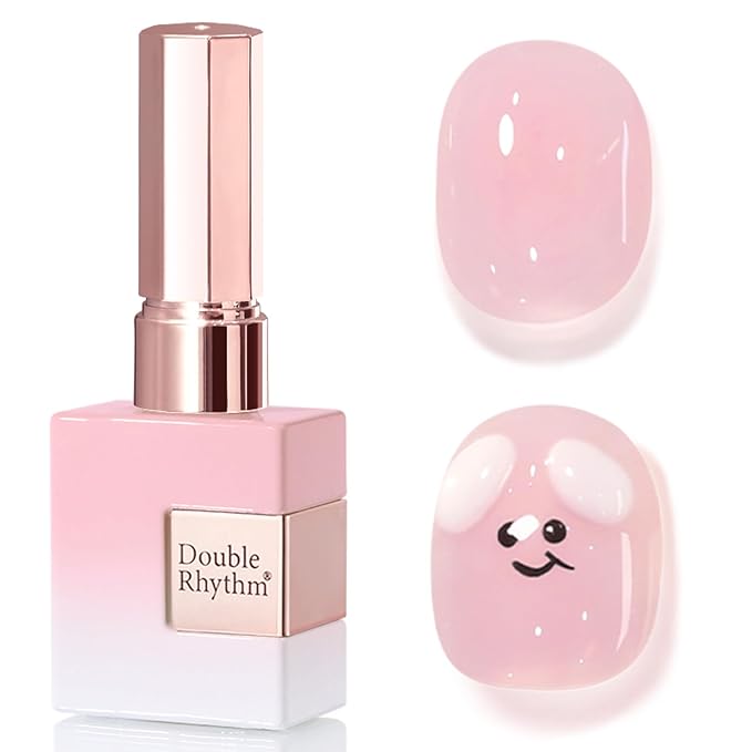 Double Rhythm 0.50 OZ Translucent Gel Polish Same Color Same Bottle Sheer Pastel Neutral Natural Milky 15 ML Jelly UV Nail Art DIY at Home (Pink-A1623)