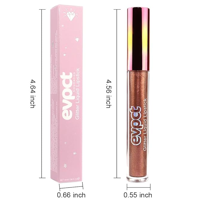 evpct 1Pcs Plum Red Glitter Metallic Shimmer Diamond Lipstick Lip Gloss Stain Set for Women Long Lasting Waterproof, Mauve Red Sparkle Glitter Matte long Wear Liquid Lipstick Lip Makeup Kit, 15#