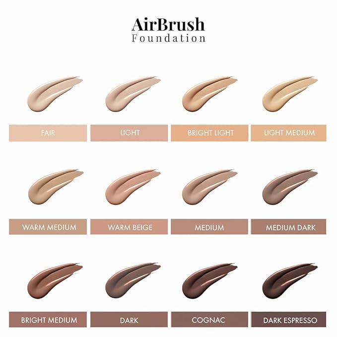 MagicMinerals AirBrush Foundation by Jerome Alexander – 2pc Set with Airbrush Foundation and Kabuki Brush - Spray Makeup with Anti-aging Ingredients for Smooth Radiant Skin - Warm Medium