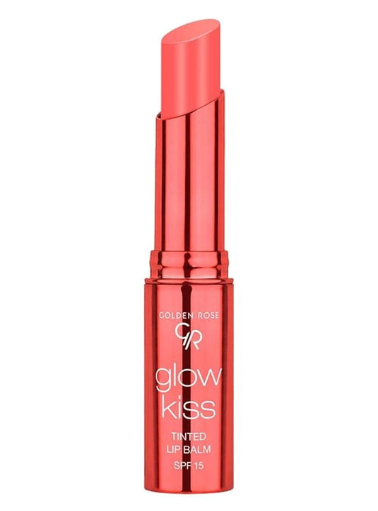 Golden Rose Cosmetics Glow Kiss Tinted Lip Balm with SPF15, Vegan Formula (Peach Shake)