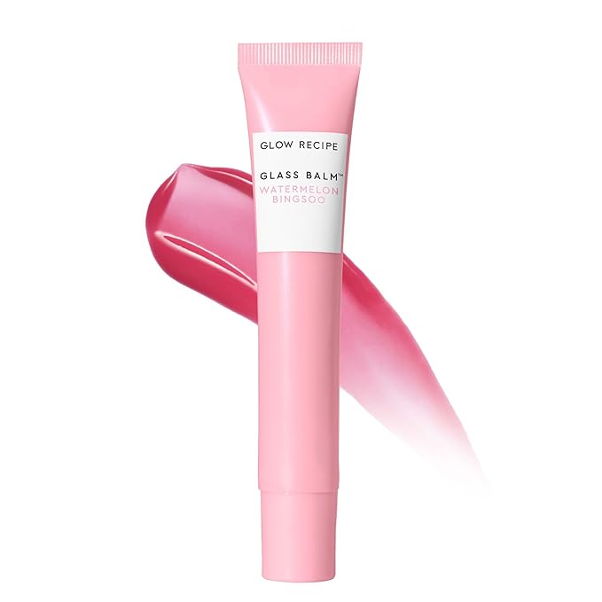 Glow Recipe Glass Balm Lip Treatment - 12Hr Hydrating Lip Balm & Moisturizer with Hyaluronic Acid to Smooth, Plump & Protect from Dryness - Sheer Soft Pink Tint, Watermelon Bingsoo (15 ml)