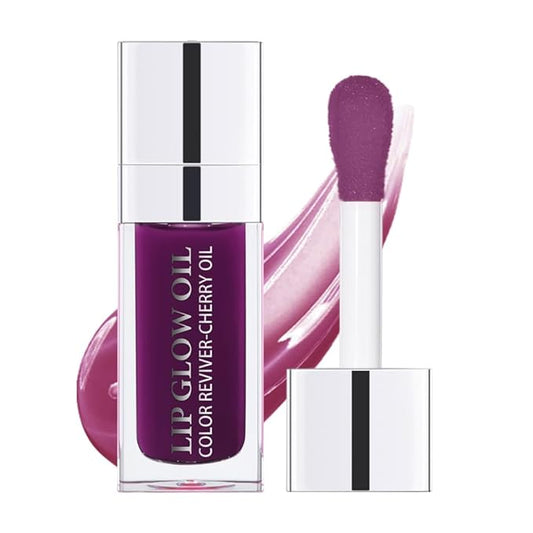 Hydrating Lip Glow Oil, Moisturizing Lip Glow Oil, Nourishing Glossy Transparent Lip Oil, Plumping Lip Oil, Lip Balm, Non-sticky Tinted Toot Lip Balm for Lip Care (PURPLE) 0.2 OZ