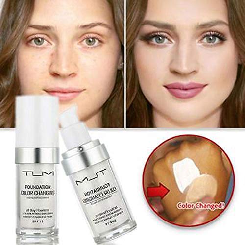 2PCS TLM Colour Changing Foundation - Flawless Coverage, Lightweight Formula, Adapts to Skin Tone, Hides Wrinkles & Lines, Hydrating & Long-Lasting, BB Cream Makeup Base Concealer Cover