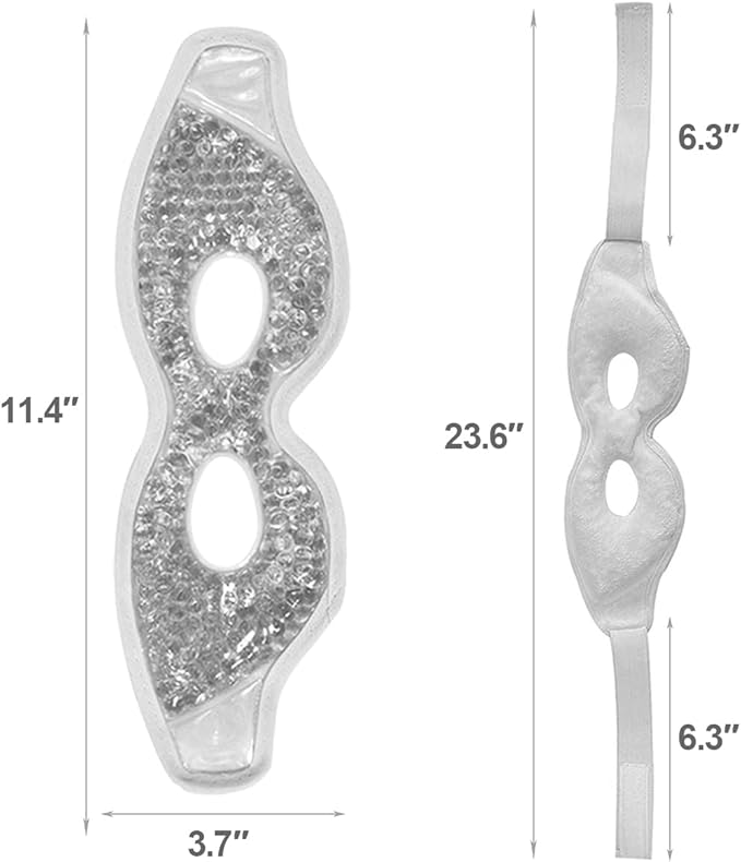 Jakuva 2PCS Cooling Eye Mask Sleeping Mask, Ice Eye Pads & Cold Eye Packs & Heat Cold Compress Pack Eye Spa Pad for Puffy Eyes,Puffiness,Headache,Stress Relief (Gray&Black)