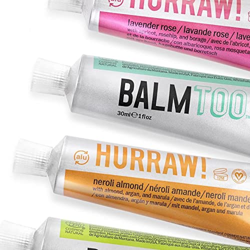 Hurraw! Balmtoo Squeezable Balm, Unscented: Thick and ultra-moisturizing for anywhere application. Body, face, lips, neck, fingers, toes. 1 tube = 7 sticks of lip balm. Natural, Organic. Made in USA