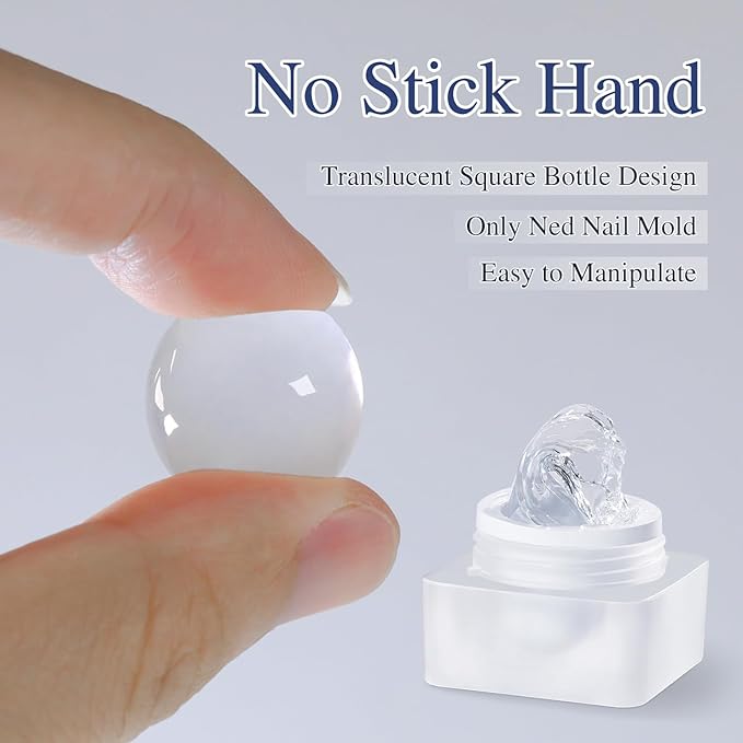 Double Rhythm 3D Clear Solid Sculpting Gel for Nail Art - Non-Sticky Hard Gel for Building, Carving, Molding Extension - Soak Off UV/LED Salon Home DIY 0.5 Oz (Clear)