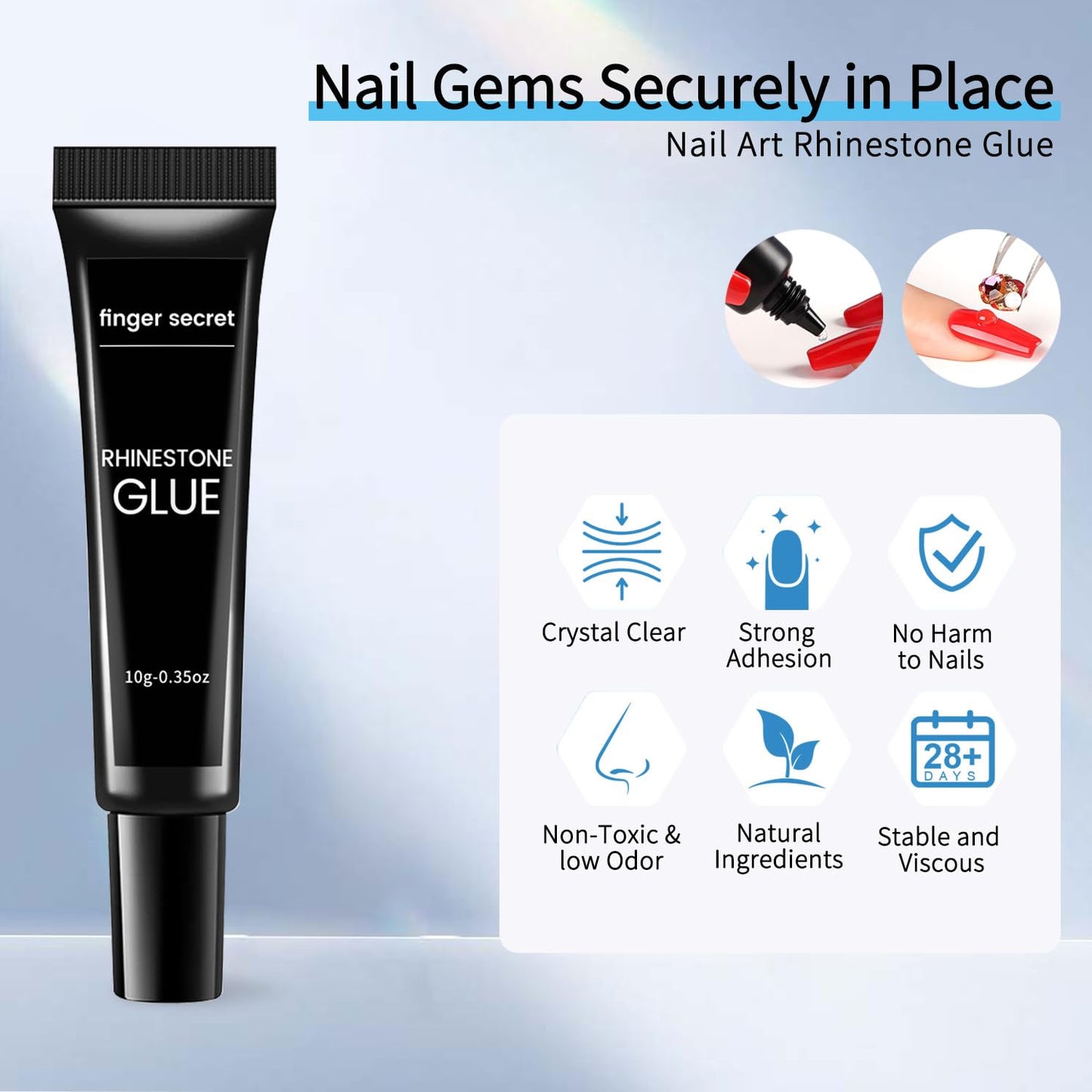Rhinestone Glue Gel Kit- Superior Nail Art Glue Ensuring Strong and Long-Lasting Bond for Nail Rhinestone Glue Kit Nail Art Decorations, Charms, 3D Bling, Gems UV/LED Easy Application