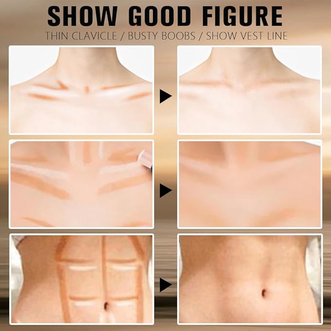 2Pcs 2in1 Cream Contour Highlighter Stick, Dual-Ended Highlighter Makeup Contour Stick, Contour Stick Dual Ended For Face Body Makeup,Long Lasting Waterproof for All Skin Tones (01+03)