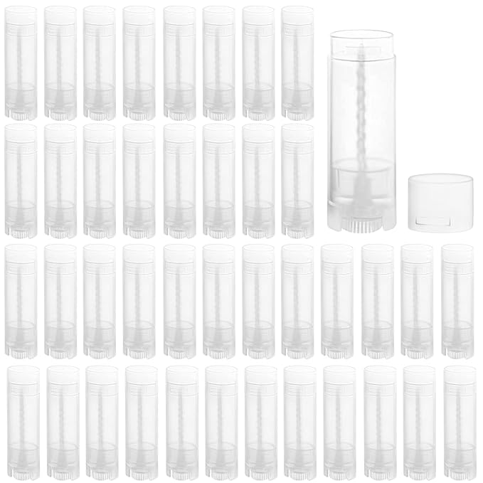 40 PCS 4.5g Oval Lip Balm Tubes Plastic Twist-up Filling Stick Refillable Lipstick Tube Containers for Chapstick Homemade Lip Balm DIY Deodorants Crayon (Clear)