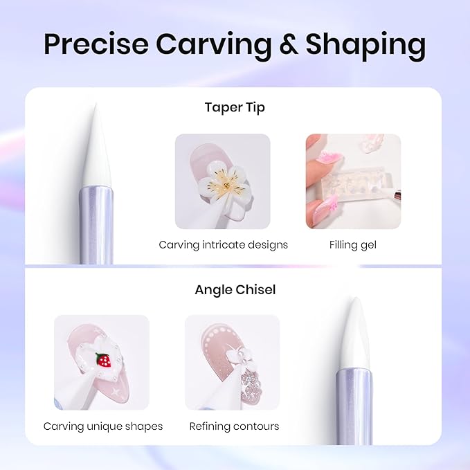 Beetles 5PCS Nail Art Dotting Tools Nail Art Sculpture Pen, Dual-Head Resin Nail Art Tools, Carving Drawing Tool, Silicone Brushes Set Pottery Clay Sculpting Tools Modeling Painting Tool DIY Art