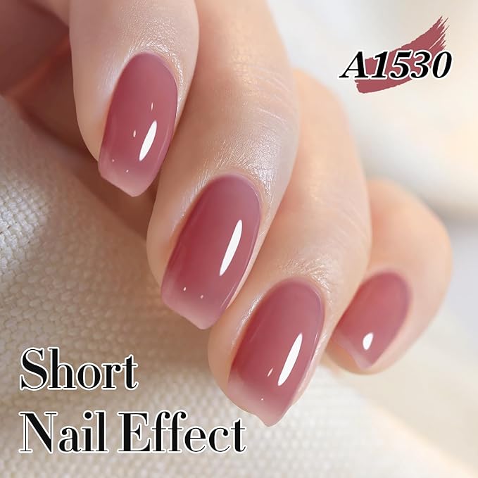 Double Rhythm 0.50 OZ Translucent Gel Polish Same Color Same Bottle Sheer Pastel Neutral Natural Milky 15 ML Jelly UV Nail Art DIY at Home (Light Plum-A1530)