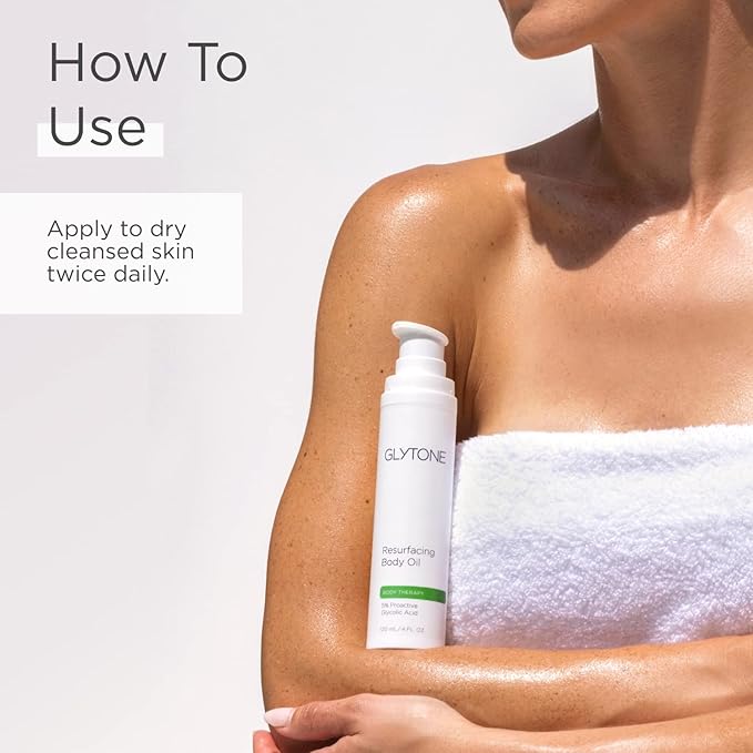 Glytone Resurfacing Body Oil– Nourishing & moisturizing anti aging Body Oil for dry Skin & Keratosis Pilaris –5% Proactive Glycolic Acid After Shower oil for Body–Unscented, Non Toxic 4 Fl oz