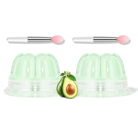 2Pc Jelly Lip Mask Overnight,Fruity Avocado Lip Sleeping Mask Day Night Repair Kawaii Lip Balm Hydrate Plump Dry Lip Scrubs Exfoliator,Lip Care Lip Moisturizer with Collagen-Avocado