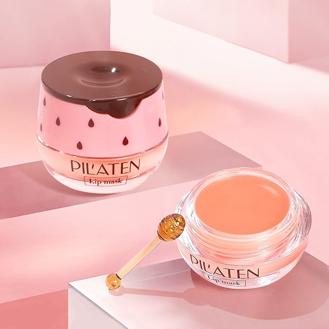 2 Pack Strawberry Lip Mask Strawberry Lip Balm Pot Propolis Moisturizing Hydrating Lip Sleeping Mask Prevention Dry and Cracked Lip Scrubs Exfoliator (2-Strawberry)