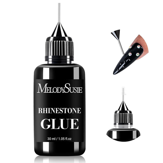 MelodySusie Nail Rhinestone Glue, 3D Gel Nail Art Design Strong Adhesive Nail Gem Glue for Nail Charms Gems Jewelry Decoration DIY Manicured at Home Cured Need Beauty Gifts for Women 30ml