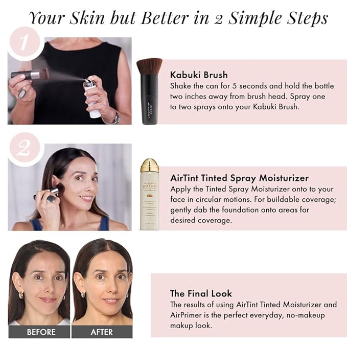 Jerome Alexander MagicMinerals AirTint Tinted Moisturizer AirBrush Spray Light | Tinted Moisturizer Spray with Anti-Aging Ingredients | Bright Medium |2PC