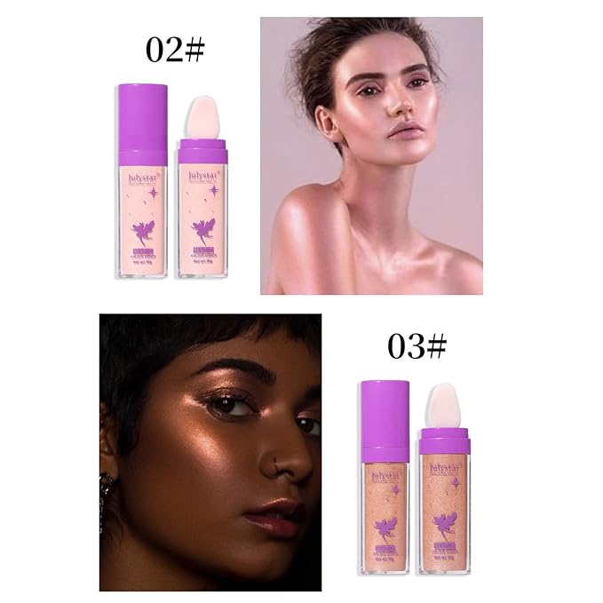 Highlighter Makeup Stick - Patting Powder, Body Glitter Fairy Dust Glitter Fairy Makeup Powder Stick Patting Powder Glitter Contour Blush Powder Face Brightens for Face Body Hair Makeup Kit - 3 Colors