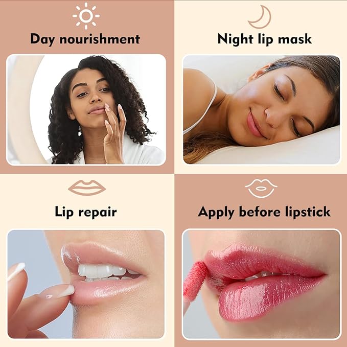 2 Pcs Strawberry & Honey Lip Balm, Lip Mask with Stick, Moisturizing Lip Sleeping Mask Day & Night Lip Care - Hydrate Repair Prevent Dry Cracked Exfoliate (Honey+Strawberry)