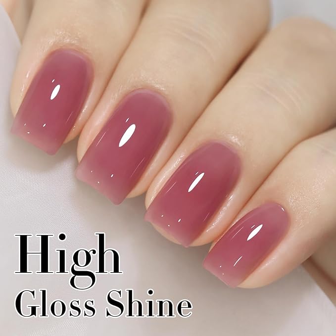 Double Rhythm 0.50 OZ Translucent Gel Polish Same Color Same Bottle Sheer Pastel Neutral Natural Milky 15 ML Jelly UV Nail Art DIY at Home (Light Plum-A1530)
