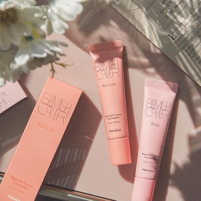 Hanskin Rosy Blemish Cover, Full Coverage Color Correcting Concealer for Under Eye Dark Circles, Korean Makeup [Rosy/12g]