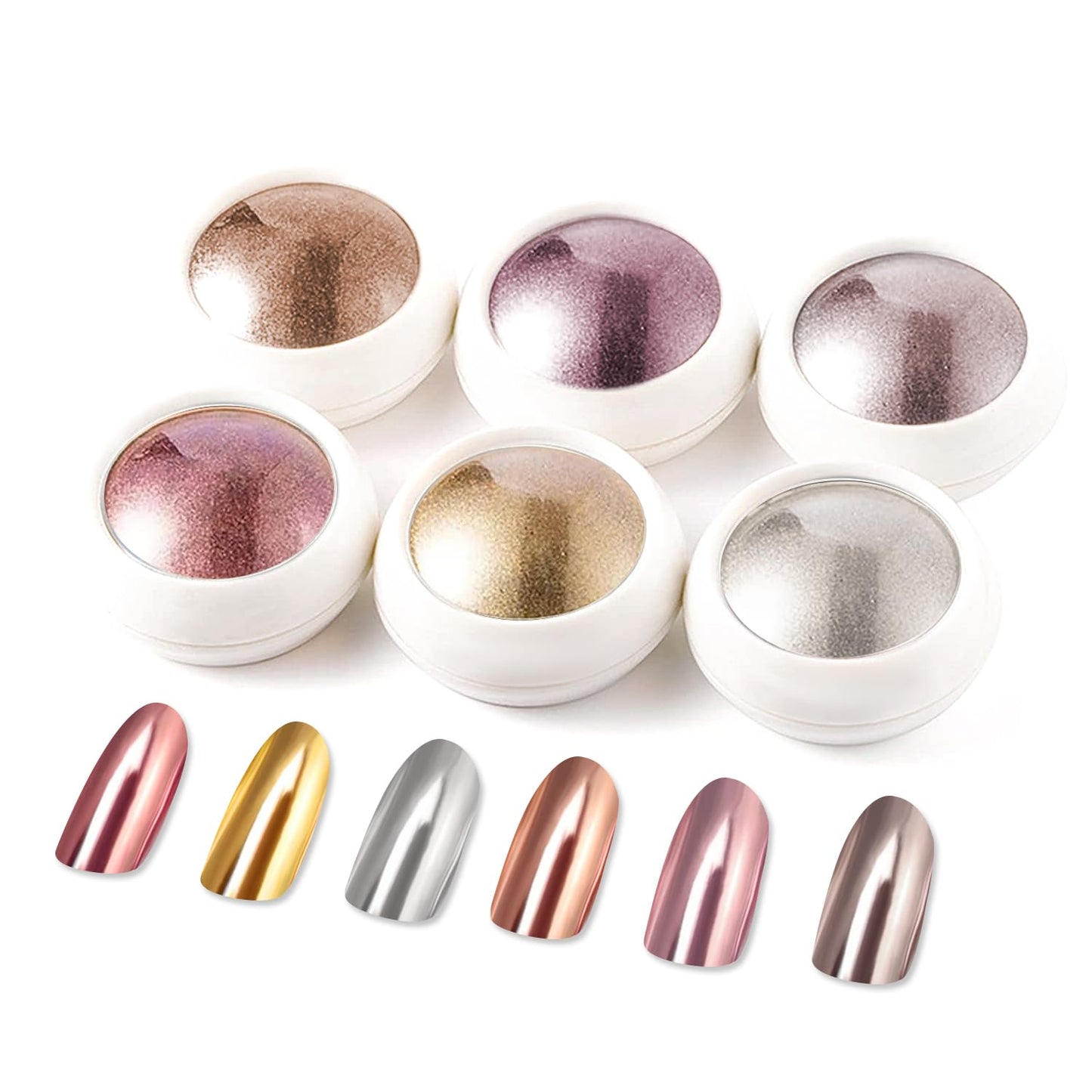 Gold Chrome Nail Powder BISHENGYF -【Metallic Mirror Effect】Holographic Silver Copper Rose Gold Nail Chrome Glitter Glazed Pigment Unicorn Metallic Chrome Powder for Nails Art DIY Decoration