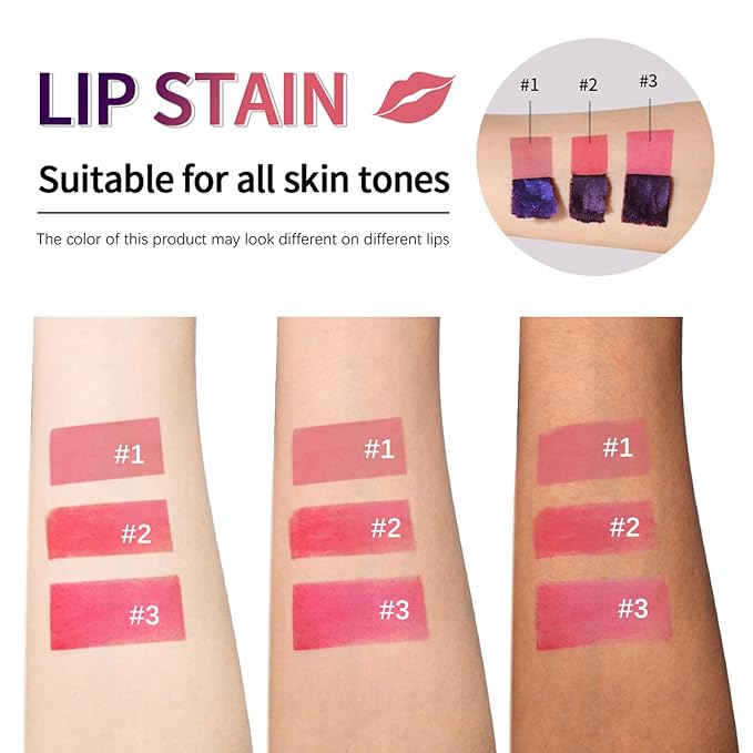 3 Colors Lip Stain Peel Off, Long Lasting Matte Lip Liner, Waterproof, Smudge-Proof, Transfer-proof, Highly Pigmented Color Lip Tint Makeup