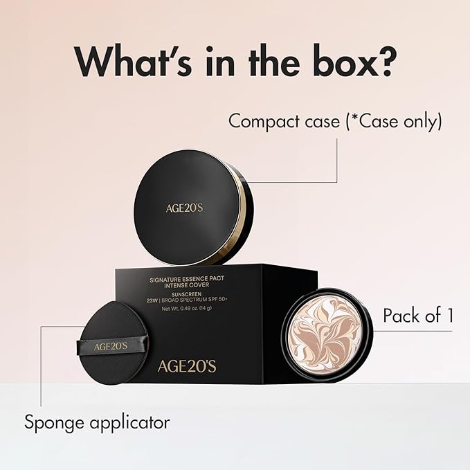 AGE20'S Signature Essence Pact SPF 50+ | Pack of 1 | 17N IVORY | Cream Foundation, Dewy Finish, Natural Coverage | Korean Cushion Foundation