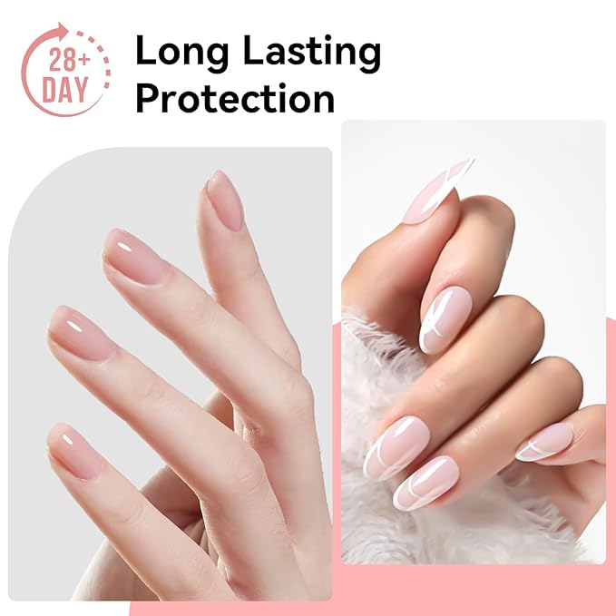 Makartt 3Pcs Builder Nail Gel with Top and Base Coat, Clear Gel Builder Kit for Nails Apex Building Thickening Strengthener Extension Rhinestone in a Bottle, UV Light Lamp Required