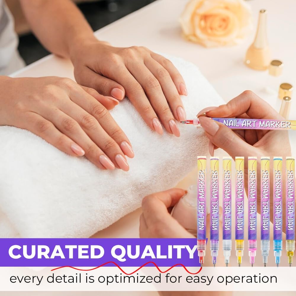 12 Colors Nail Art Pens Set, 2025 Upgrade Nail Art Markers for Gel Nails, 3D Nail Polish Pens, Drawing Painting Point Dotting Pen Acrylic Paint Marker for DIY Nails Art Manicure Tools (1 Set)