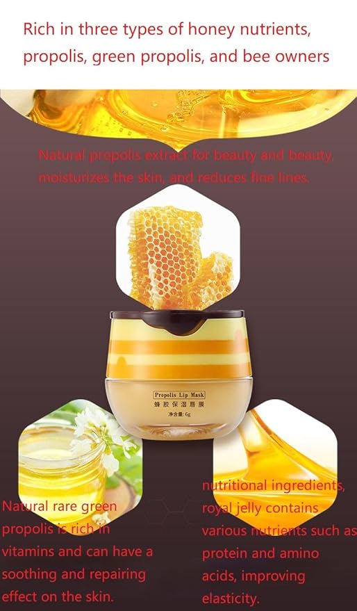 2 Pcs Honey Pot Lip Balm, Moisturizing Restors Moisture Bee Lip Mask for Dry Lips Lip Mask.(Honey)