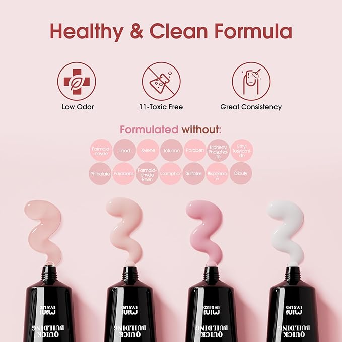 Poly Nail Gel Kit -20 Colors + 76 Nail Art Accessories ROSALIND Nude Clear Poly Nails Gel Kit Starter Kit with Slip Solution Nude Pink Nails Extensions with Mini UV Lamp