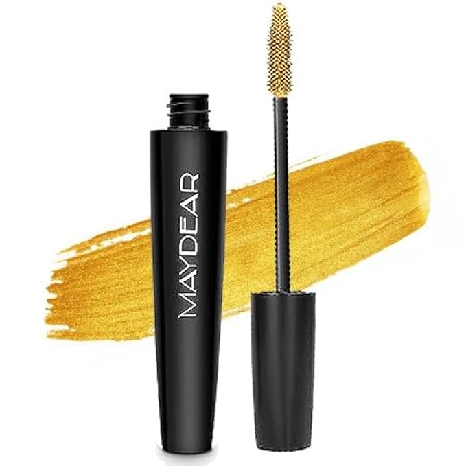 Maydear Gold Waterproof Colored Mascara - Long Lasting, Smudgeproof, Fast Dry, Lengthening Eye Makeup for Women - Party & Stage Use